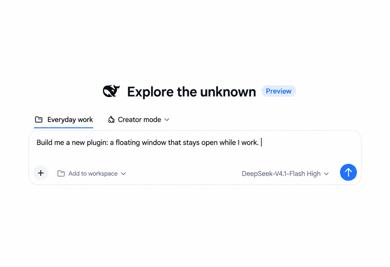 English-localized DeepSeek Harness Creator mode prompt for a new plugin
